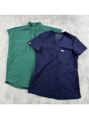 FIGS Technical Collection Scrub Rafaela WomenXXS Navy Green Medical Uniform Lot2